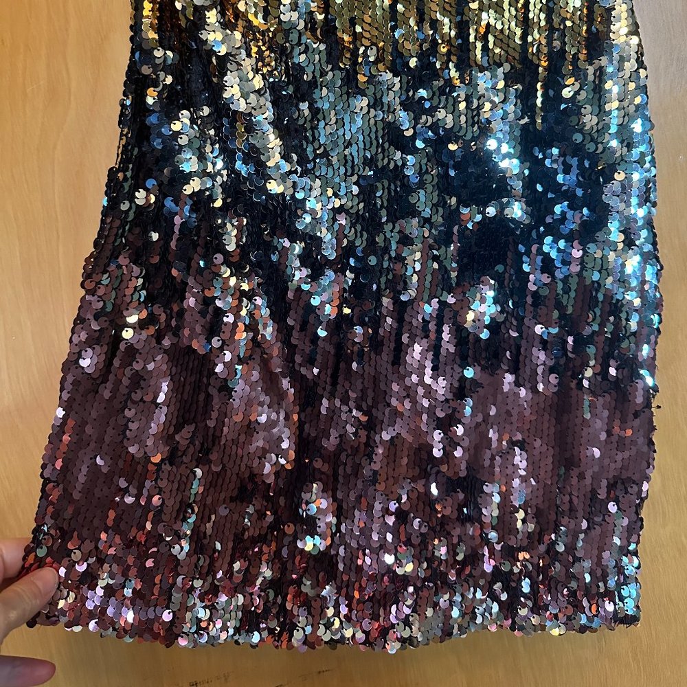 Bebe 1-Shoulder Sequin Multi-Color Mini Dress - image 4